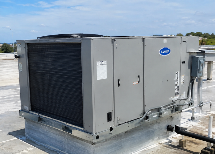 Commercial HVAC rooftop unit on building